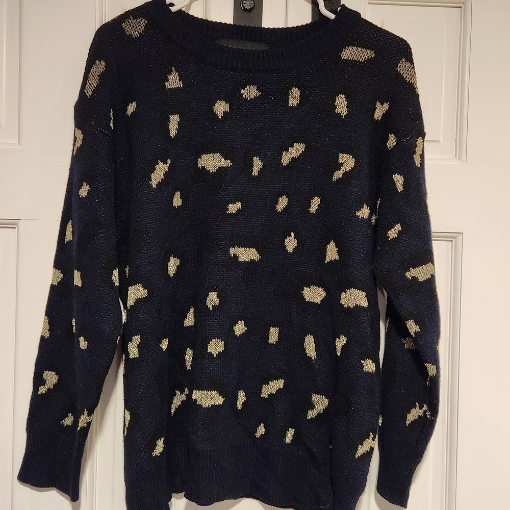 Stylish Midnight Blue and Gold Women's Sweater